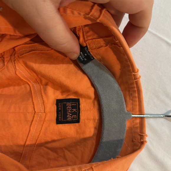 Ike Behar New York Men’s Orange Designer Button Down Shirt, Size Medium - Picture 2 of 4